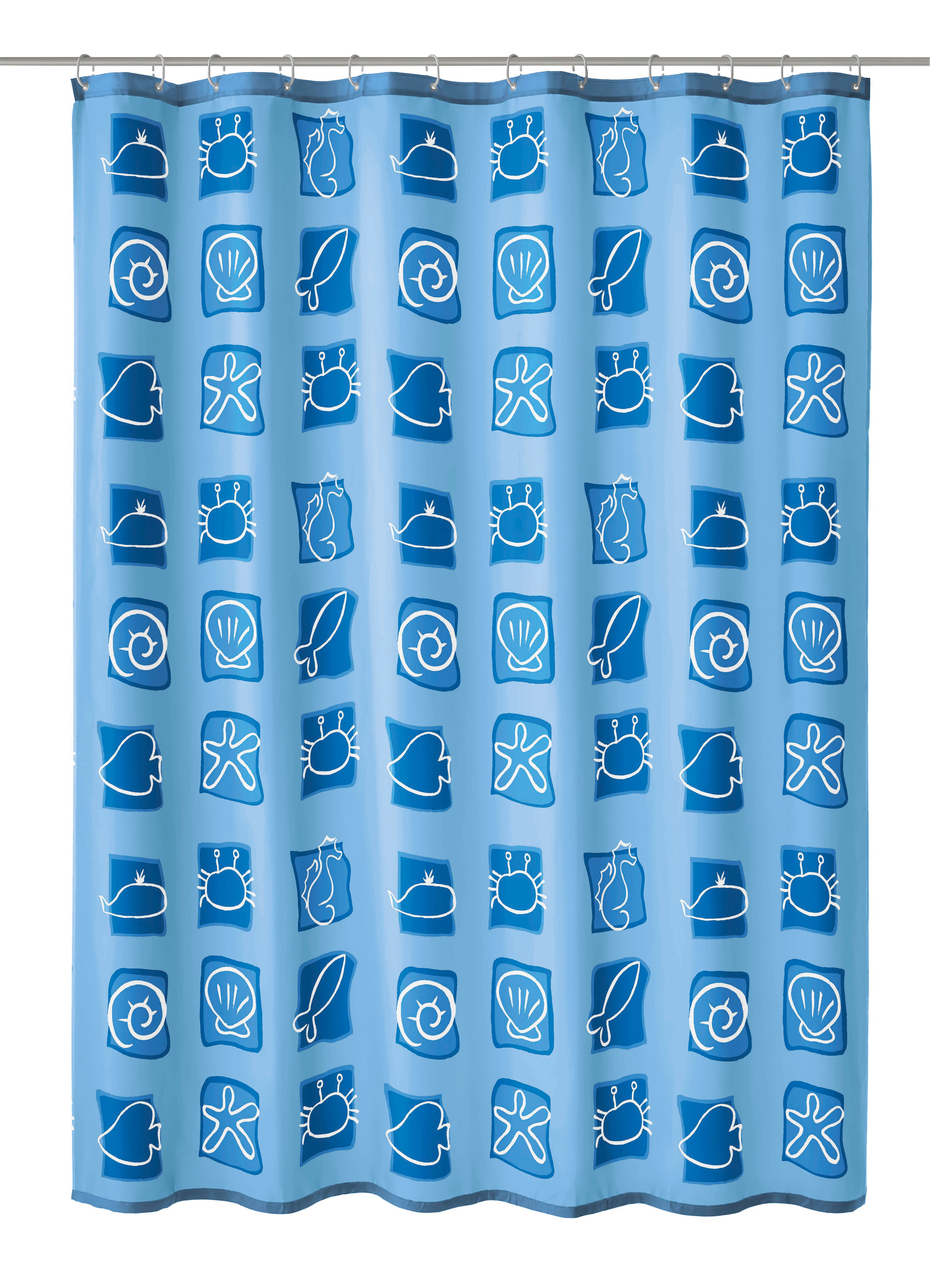 Duschvorhang PEVA, Sealife Blau, 180x200 cm