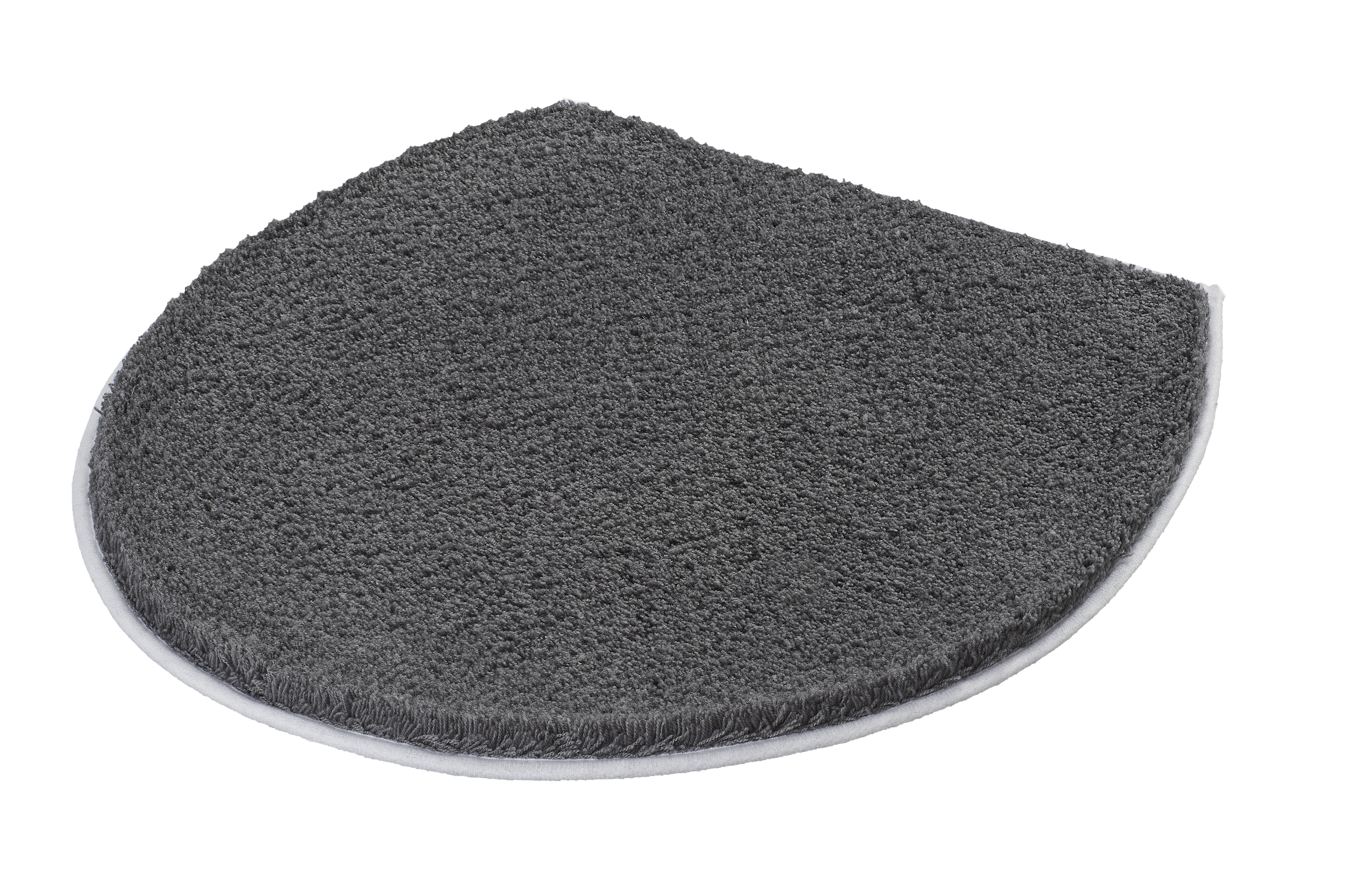 WC-Deckelbezug SOFT Anthrazit 47 x 50 cm Halbrunder, grauer Badteppich mit weicher, flauschiger Oberfläche und rutschfester Unterseite. Ideal für Badezimmer.
