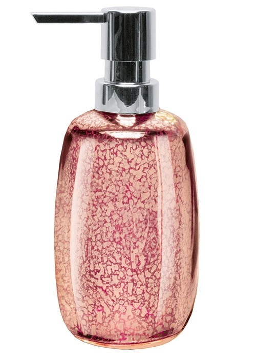 4004478305304 Seifenspender aus Glas in Roségold mit glänzendem Finish und silbernem Pumpkopf. Elegantes Design für stilvolle Badezimmer.