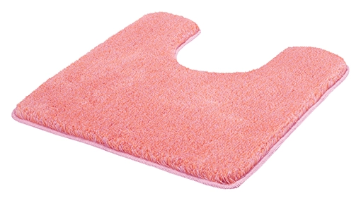Rosa WC-Vorleger aus weichem, flauschigem Material mit U-Ausschnitt für die Toilettenbasis.