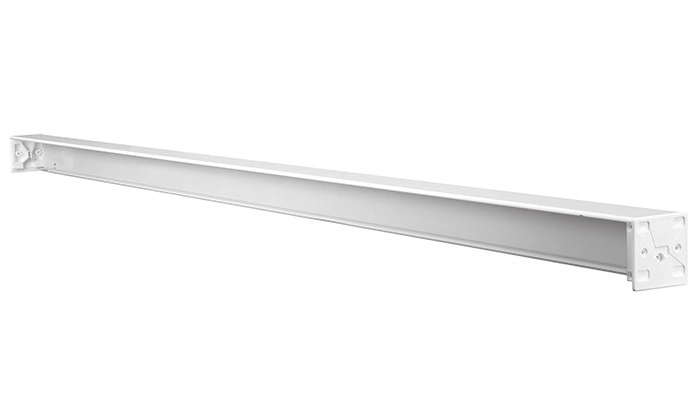 4004478171251 Weiße, rechteckige Duschvorhangstange aus Metall zur Wandmontage, schlichtes Design, ideal für moderne Badezimmer.