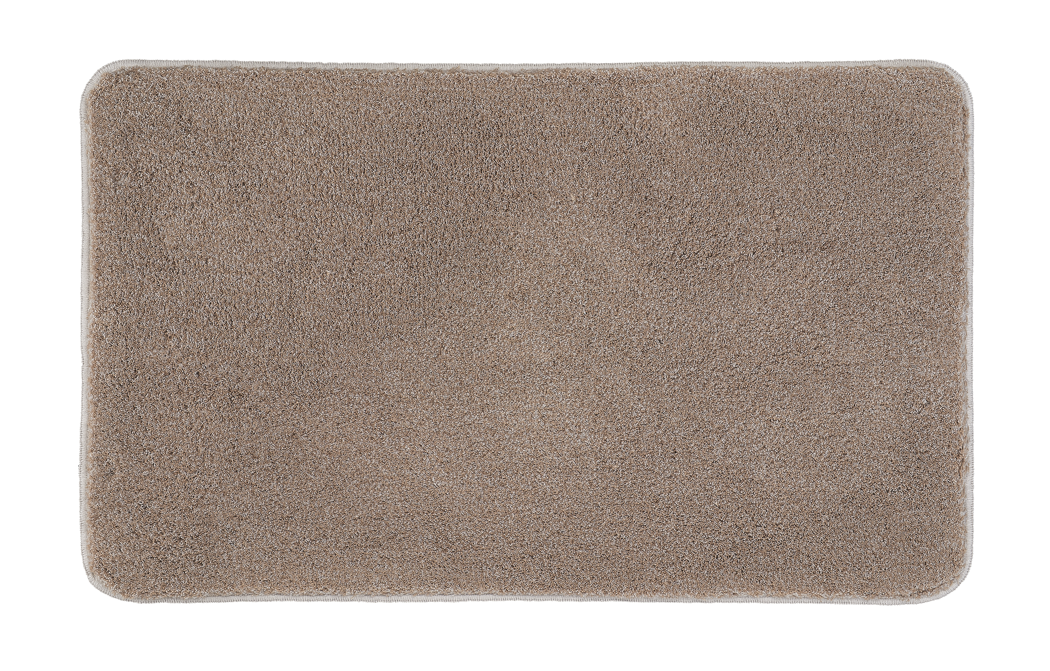 Weiche, rechteckige Badematte in neutralem Beige, ideal für ein stilvolles und gemütliches Badezimmer.