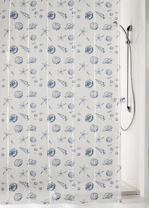 Duschvorhang PEVA, Shell Blau, 180x200 cm