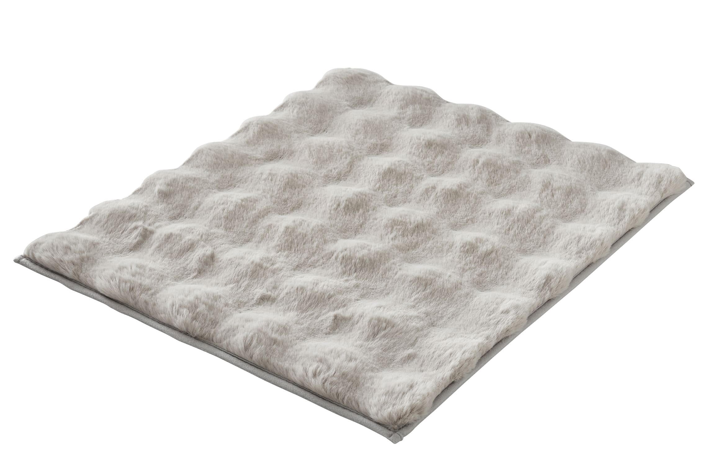 Badteppich CLOUD Seidenfarben 50 x 60 cm Weiche, cremefarbene Badematte mit wellenförmiger Struktur, ideal für ein gemütliches und stilvolles Badezimmer.