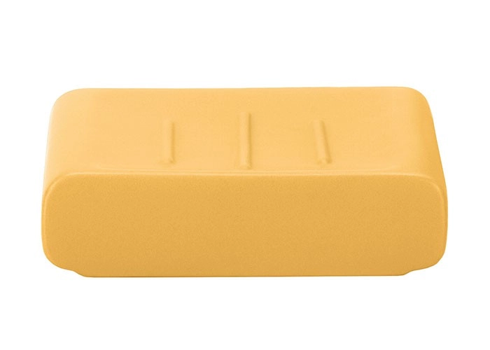 4004478279902 Gelbe Seifenschale aus Keramik mit schlichtem, modernem Design. Ideal für Badezimmer und Küchen.
