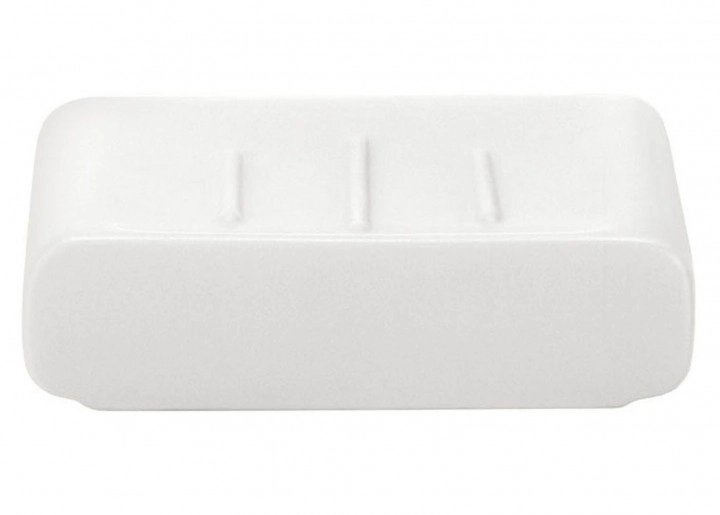 4004478221758 Weiße Seifenschale aus Keramik mit schlichtem, modernem Design. Ideal für Badezimmer und Küchen.